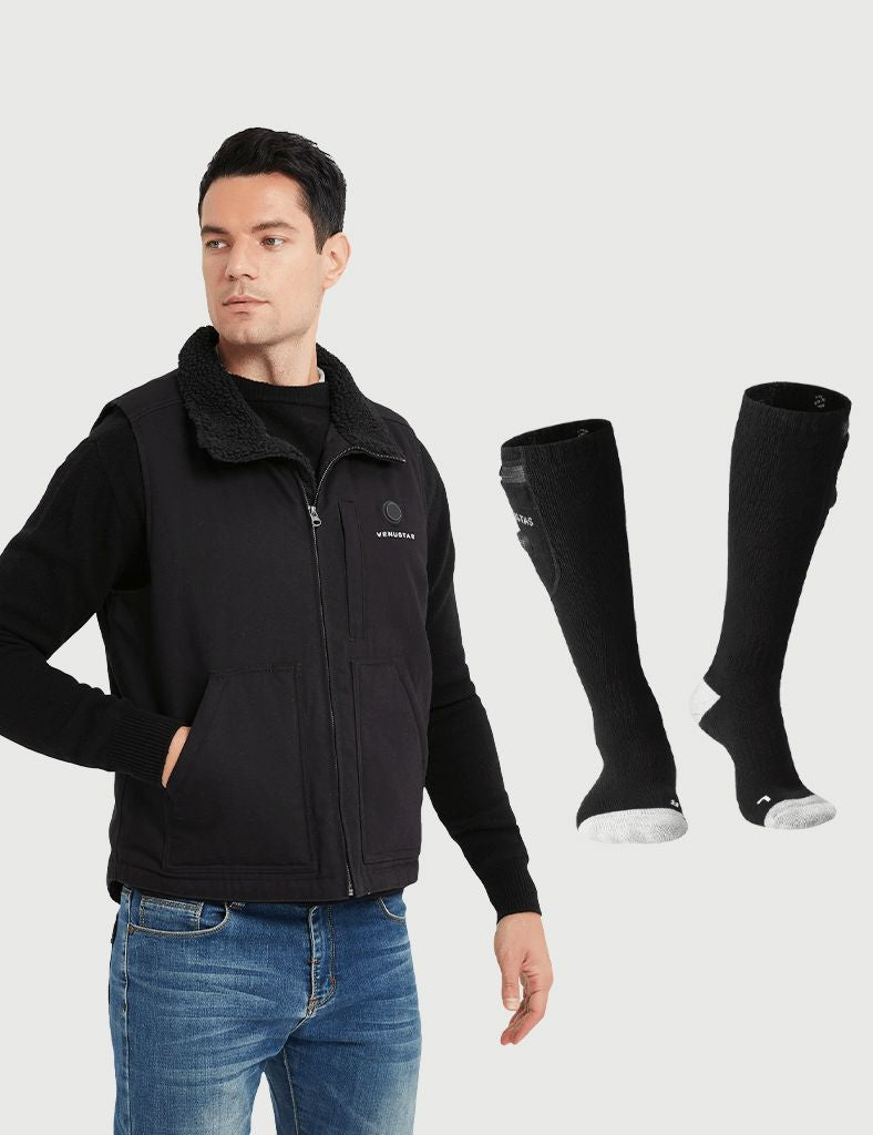 [Bundle Deal] Men's Heated Canvas Vest 7.4V & Heated Socks