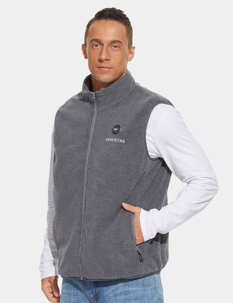 Men's Heated Fleece Vest - Grey