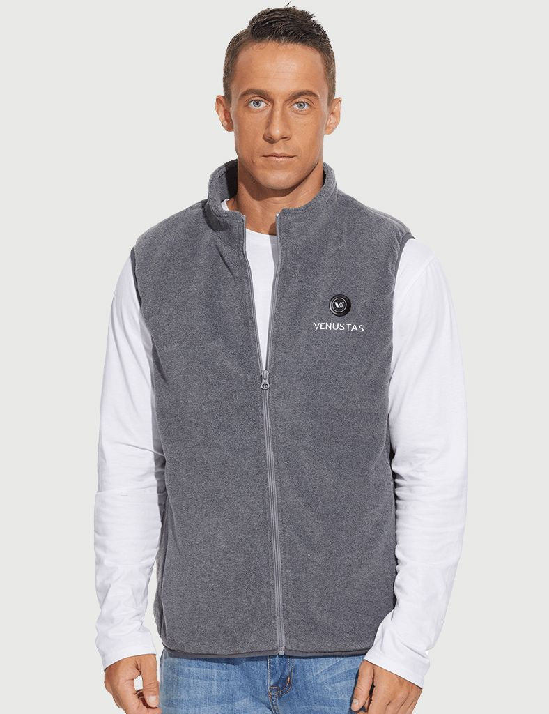 Men's Heated Fleece Vest - Grey