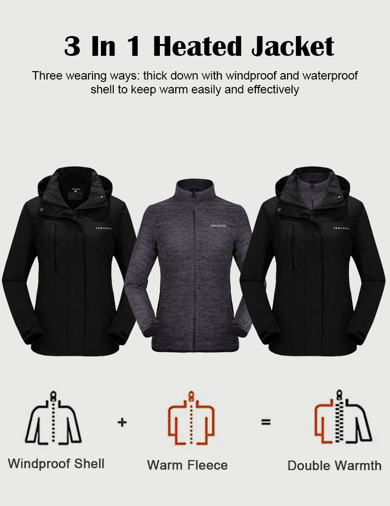 Women's 3-in-1 Heated Jacket 7.4V with Heating Pockets