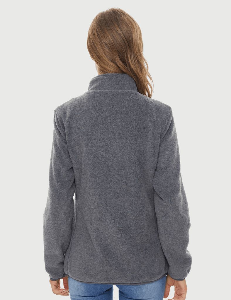 Zipper up Heated Fleece Jacket for Women - Grey