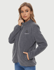 Zipper up Heated Fleece Jacket for Women - Grey